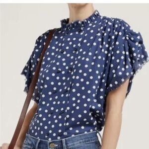 APC polka dot cotton and linen shirt